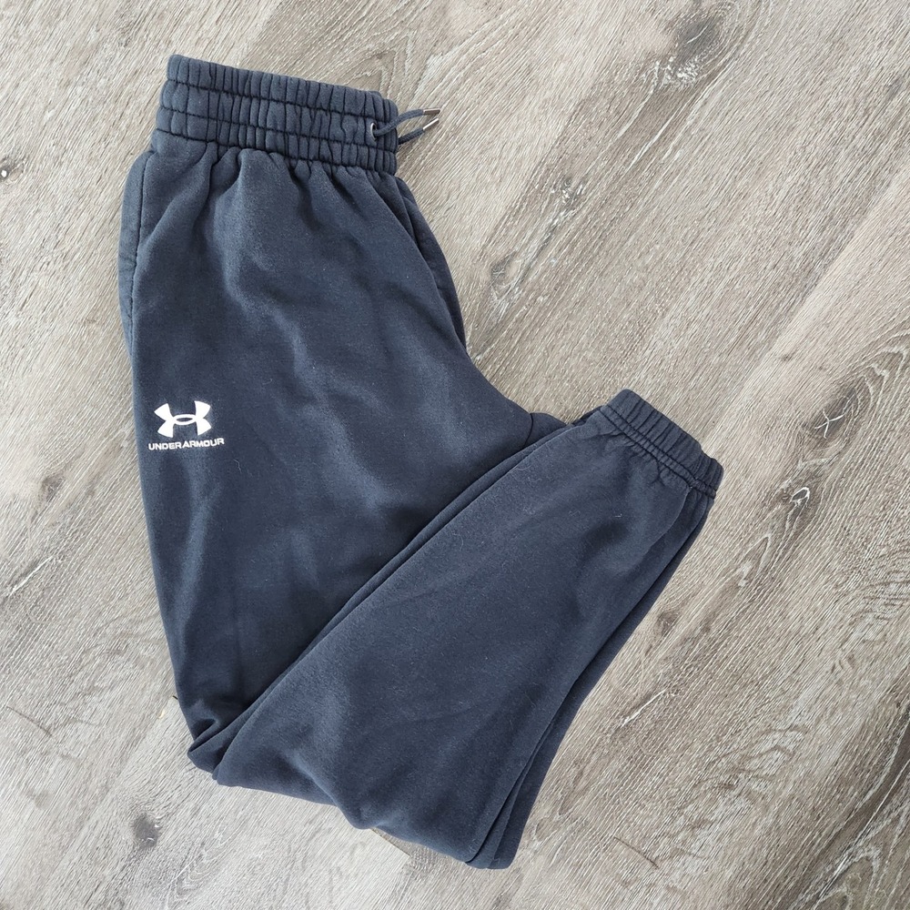 Under Armour Mens Rival Fleece Joggers Black Sweatpants Size M